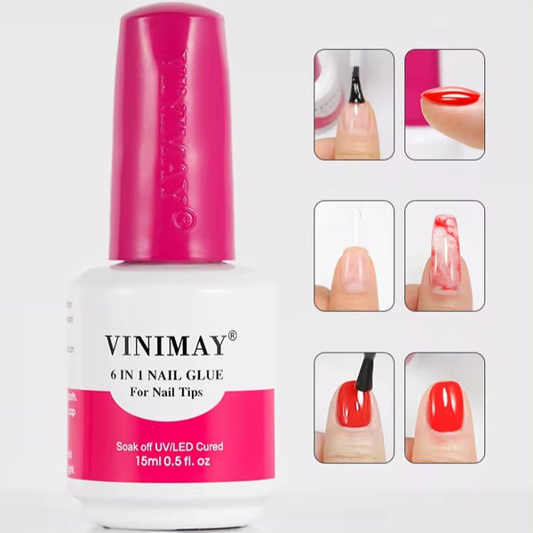 vinimay professional 6 in 1 nail glue multifunction nail gel