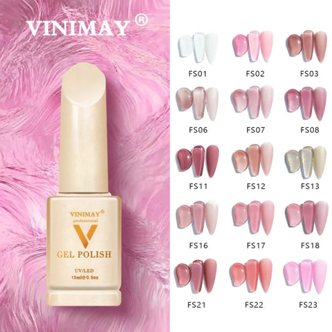 vinimay professional clear crystal gel polish collection pink nails translucent nails gel nails