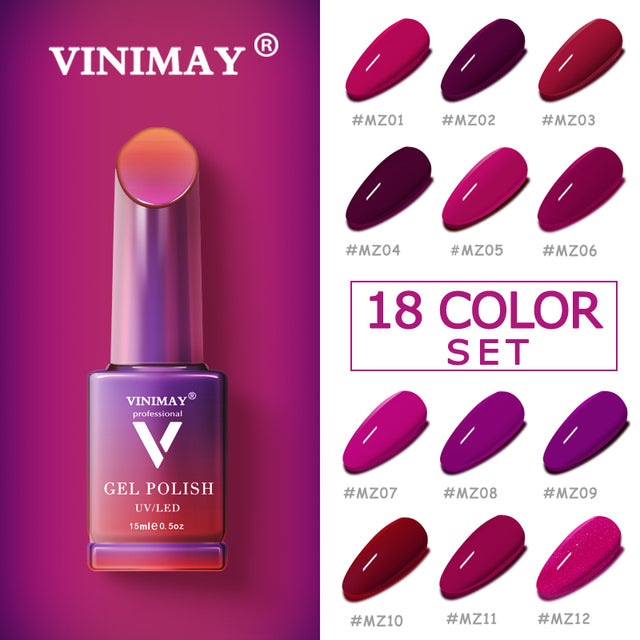 VINIMAY® Gel Nail Polish - Plum Purple FULL SET x 18