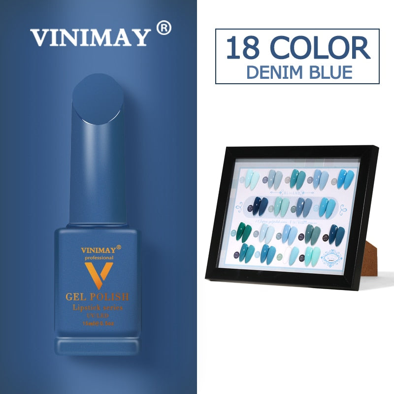 VINIMAY® Gel Nail Polish - Denim Blue FULL SET x 18