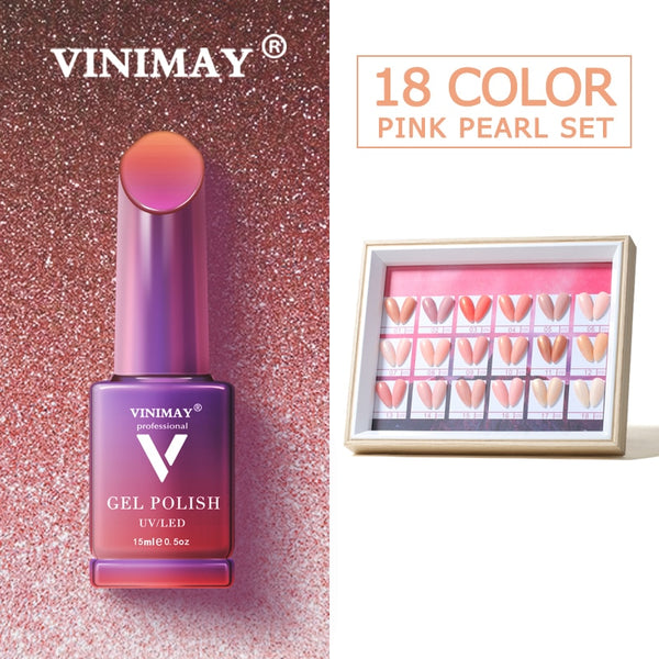 VINIMAY® Gel Nail Polish - Pink Pearl FULL SET x 18