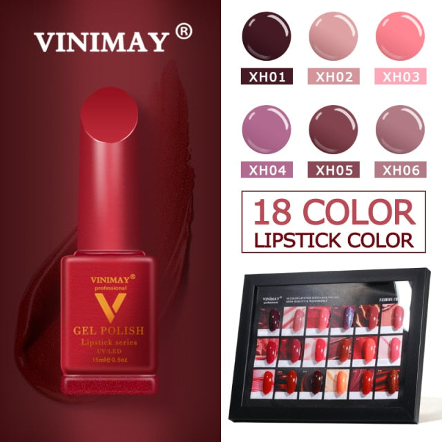 VINIMAY® Gel Nail Polish - Lipstick Color FULL SET x 18