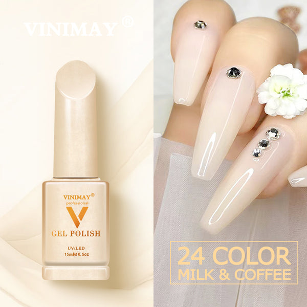VINIMAY® Gel Nail Polish - Milk & Coffee FULL SET x 24
